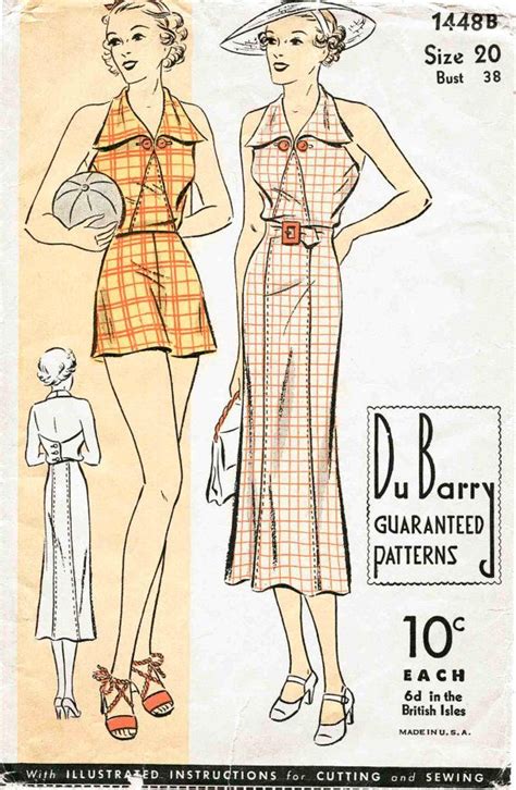 30s 1930s Vintage Womens Sewing Pattern Halter Etsy In 2023