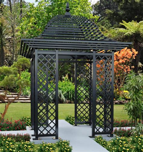 Impressive High Quality Wrought Iron Gazebo With Full Or Trellis Roof