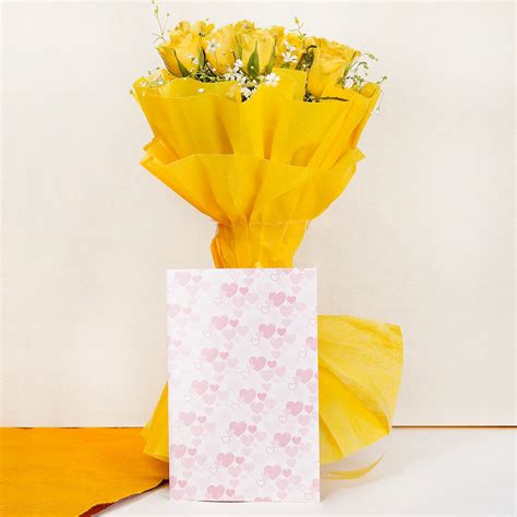 10 Yellow Roses with Card | Winni