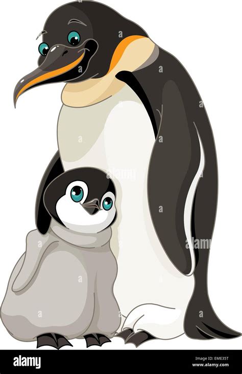 Emperor Penguin With Chick Stock Vector Image & Art - Alamy