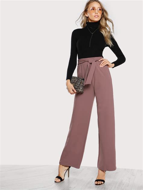 Self Tie Waist Palazzo Pants Shein Sheinside