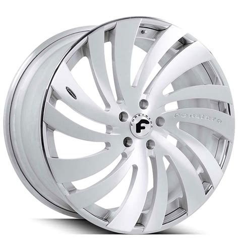 24 Staggered Forgiato Wheels Canale ECL Brushed Silver With Chrome Lip