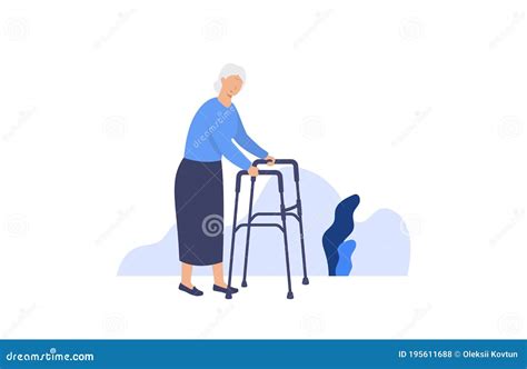 Senior Woman. Elderly Old Woman Walking Stock Vector - Illustration of ...