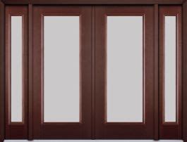 80 Quill Full Lite Modern Belleville Mahogany Fiberglass Double Door