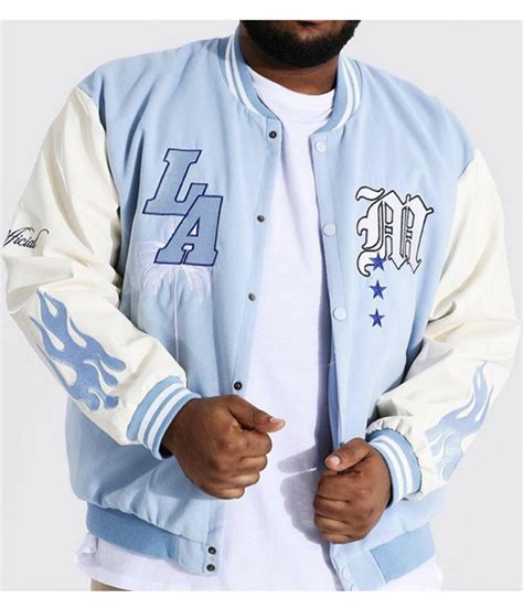 Baby Blue Varsity Jacket | Los Angeles Letterman Jacket - Jackets Masters