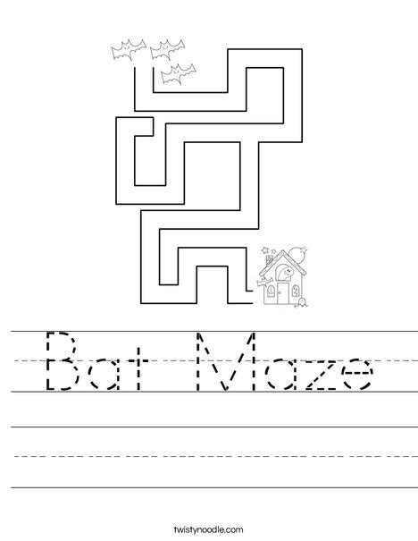 Bat Maze Worksheet Twisty Noodle