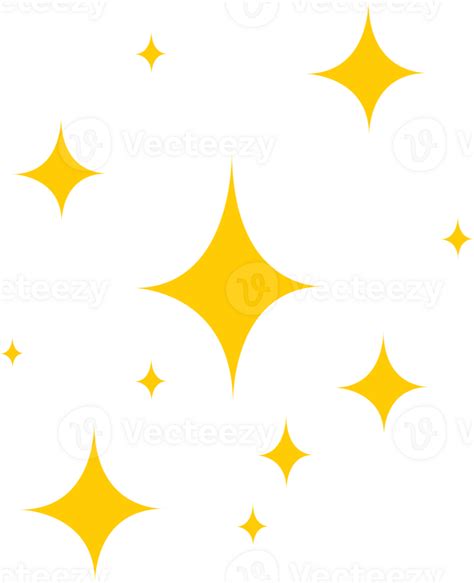 Stars Yellow Glitter Sparkling Shining Flat Design For Decoration