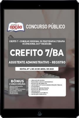 Apostila Crefito Bahia Em Pdf Assistente Administrativo Registro