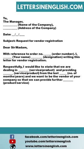 Vendor Registration Request Letter Youtube