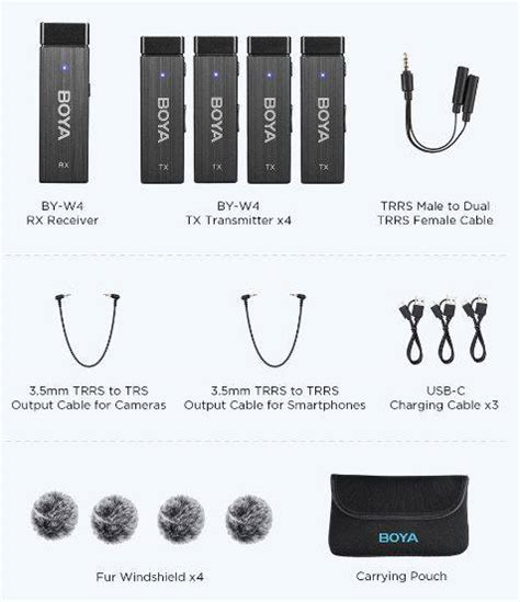 Boya BY-W4 Ultracompact 2.4GHz Four-Channel Wireless Clip-On Microphone ...