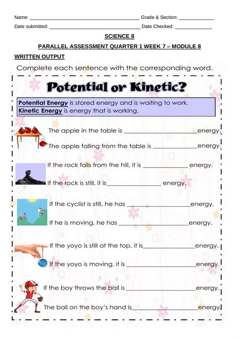 Kinetic And Potential Energy Worksheets Worksheets Library