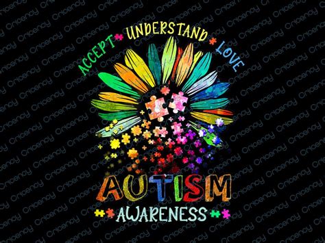 Floral Autism Awareness Daisy Flower Png Sublimation Design Cricency