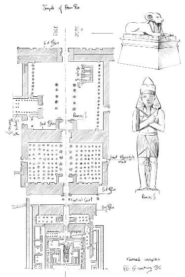 Temple of Amun Ra - Ancient Egypt | Architectural sketch, Ancient egypt ...