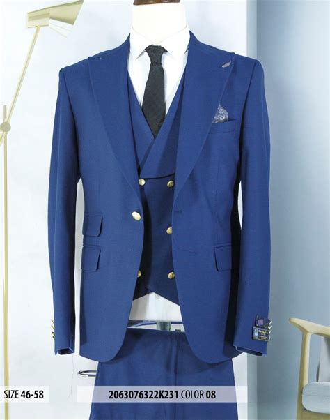 Mens One Button Peak Lapel Vested Wedding Suit With Gold Buttons In Wh