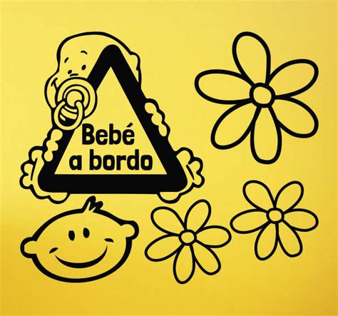 Vinil Autocolante Beb A Bordo Flores Tenstickers