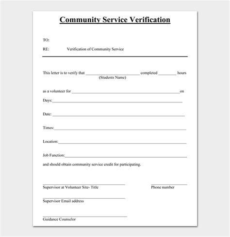 Community Service Letter 20 Templates Completion And Verification