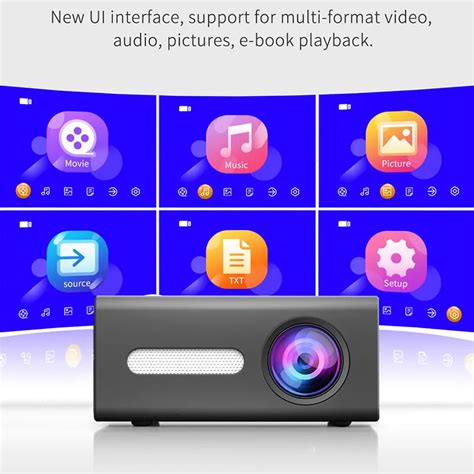 Portable T300 LED P8 Mini Projector With 320x240 Pixels Supports 1080P