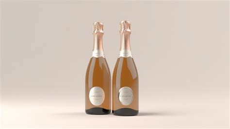 3d Render Of Isolated Champagne Bottle And Glass Mockup Background