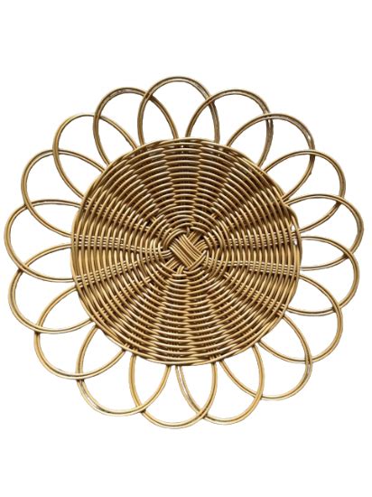 Plastic Rattan Flower Shaped Charger Plate Rental San Diego | Rustic ...