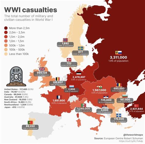 First World War casualties mapped : r/MapPorn