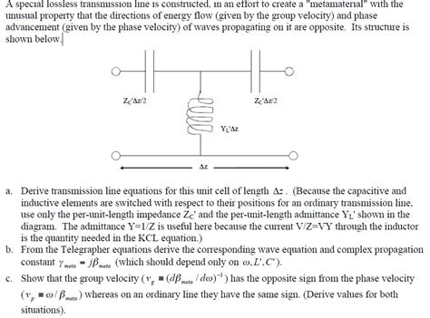 Solved A Special Lossless Transmission Line Is Constructed Chegg