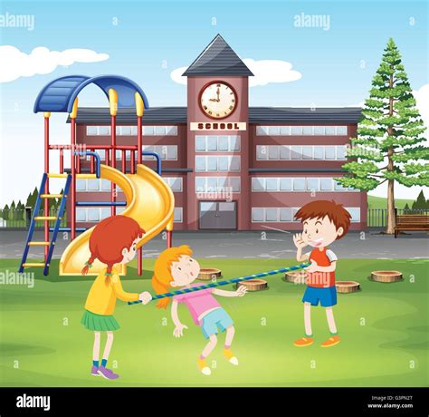 Kids Playing At Recess Stock Vector Images Alamy