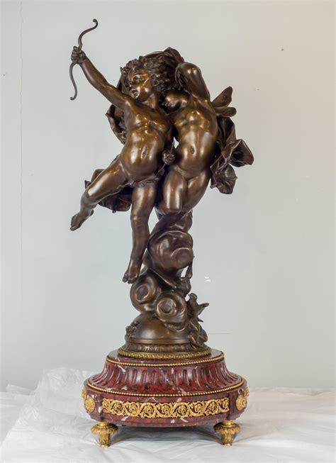 William Adolphe Bouguereau Magnificent Patinated Bronze Sculpture Of Cupid And Psyche By