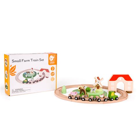 Classic World - Wooden Train Set - Small Farm - 28pcs - Educanda