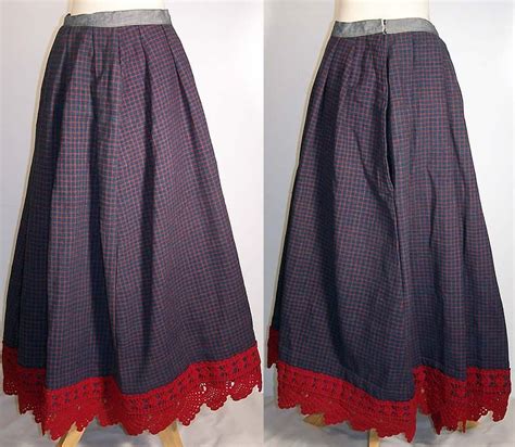 This Antique Victorian Era Blue Red Plaid Wool Winter Petticoat Skirt