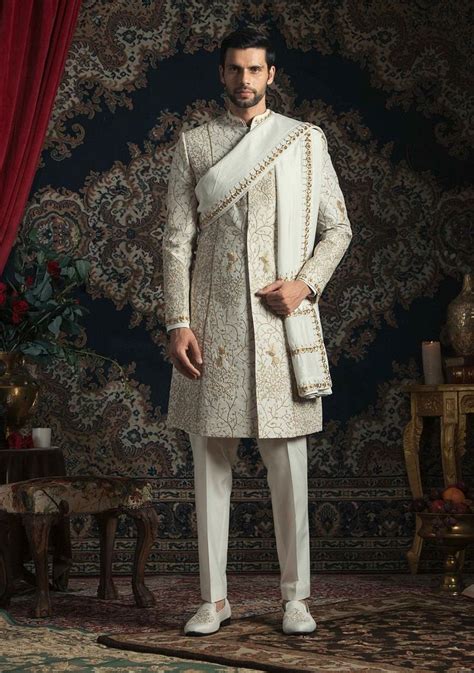 Ivory Sherwani Set Indian Men Fashion Sherwani For Men Wedding