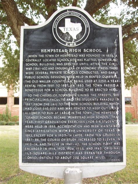 Hempstead High School - TEXAS HISTORICAL MARKERS