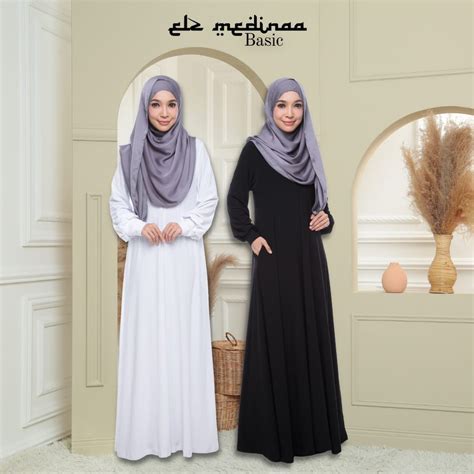 Jubah Basic Moss Crepe Plain Ironless Jubah Haji Umrah Putih Dan Hitam