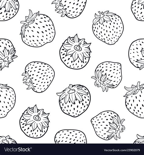 Black and white strawberry seamless pattern Vector Image