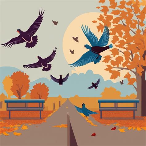 Premium AI Image | Season of Flight Colorful Bird Migration in Autumn