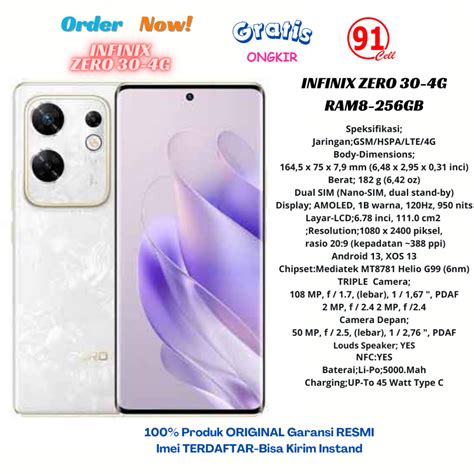 Jual Infinix Zero 30 4G Ram8 8 256gb Chipset Mediatek MT8781 Helio