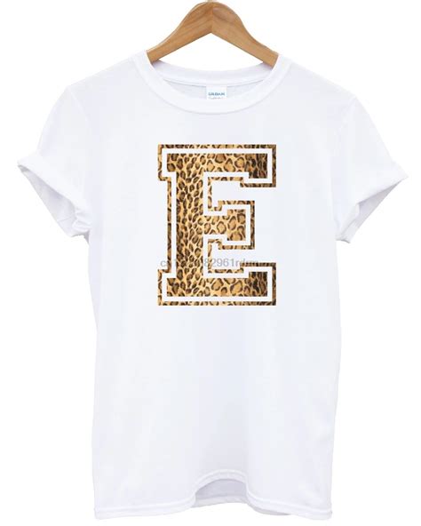 E Léopard T shirt Imprimé Graphique Nom Lettrage Texte Hommes Femmes