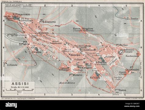 ASSISI. Vintage town city map plan. Italy, 1924 Stock Photo - Alamy