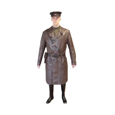 Pardessus En Cuir D Officier Sovi Tique Militaire Nkvd Brun Urss