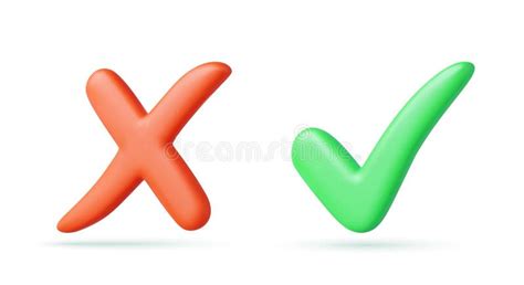 Green Tick Check Mark And Cross Mark Symbols Stock Vector