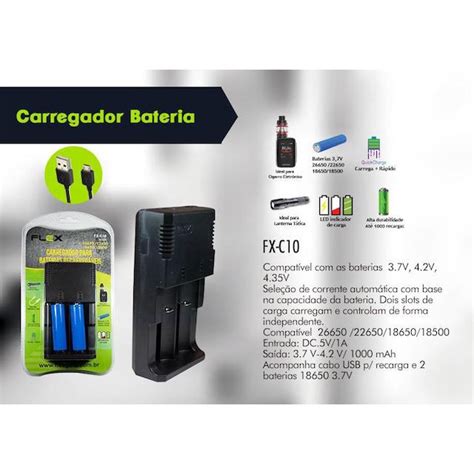 CARREGADOR BATERIAS LANTERNA VAPE E OUTROS FX C10 XCELL Shopee Brasil