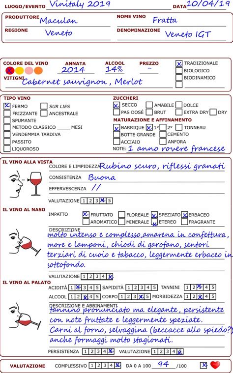 Come Compilare La Scheda Di Degustazione Per Un Vino Quattrocalici