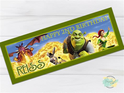 Personalised Birthday Banner Shrek Theme With Photo Boys or - Etsy