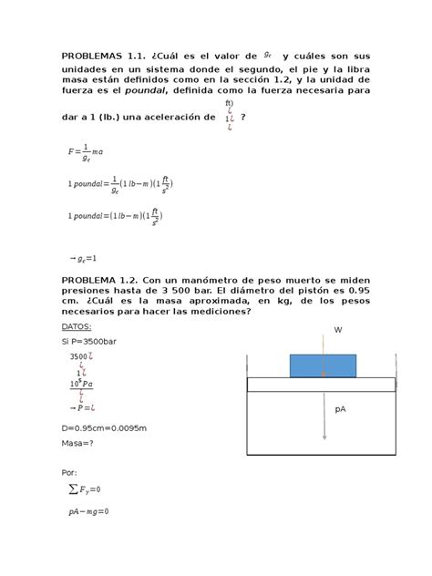 Problemas Resueltos De Termodinámica Cap 1 Pdf Presión Medida De