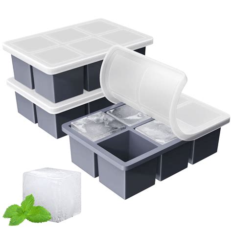 Large Ice Cube Tray for Freezer: TINANA 2 Inch Square Ice Cube Maker, 3 ...