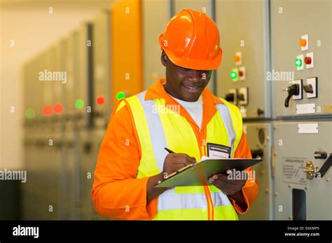 African Electrical Engineer In Substation Control Room Stock Photo Alamy