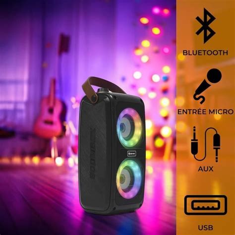 Enceinte Bluetooth Puissante Lumières Disco Haut Parleur Portable