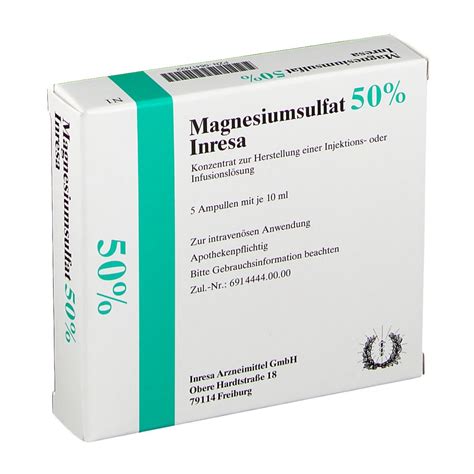 MAGNESIUMSULFAT 50 Inresa Infusionslsg Konz 5x10 Ml Shop Apotheke