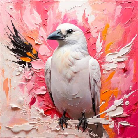 Premium Photo | White crow oil painting