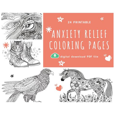 Anxiety Relief coloring Page for Adults, 24 printable pages | Inspire ...