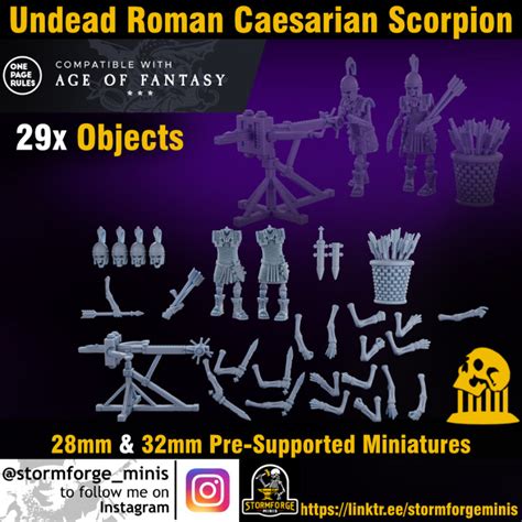 D Printable Undead Roman Caesarian Scorpion Set Mm Mm Supported By